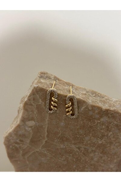 XUPING JEWELRY Sarmal Detaylı Ataç Xupıng Taşlı Çelik Küpe