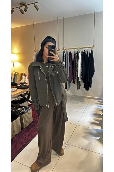 Krisbut Kadın Kemer Detaylı Gabardin Ceket