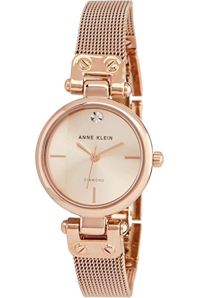 Anne Klein Women's Genuine Diamond Dial Mesh Bracelet Watch, Quartz Movement