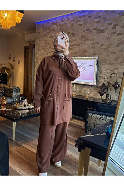MİMİ Luxury Wear Women's Hijab Tracksuit Set with Zipper & Bottom Top Set