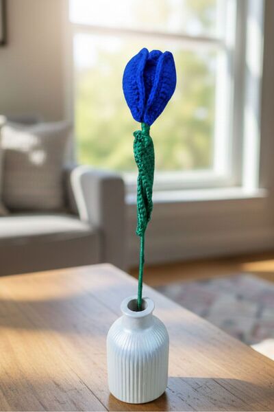 Uretti - Tuğba 9352 Hand Knitted Openwork Tulip Flower