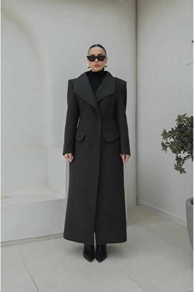 Havoş Anthracite Single Button Cashmere Coat