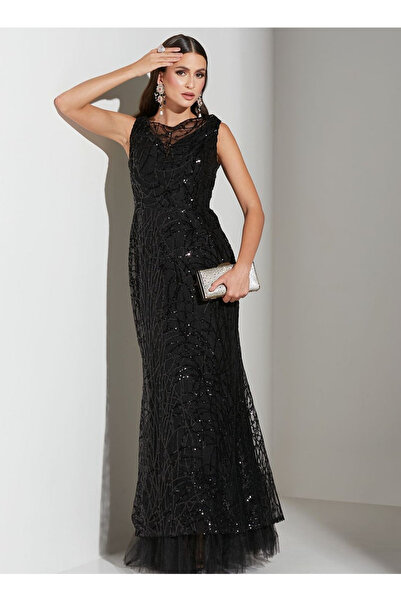 Daxe Textile Payet İşlemeli Kolsuz Elbise