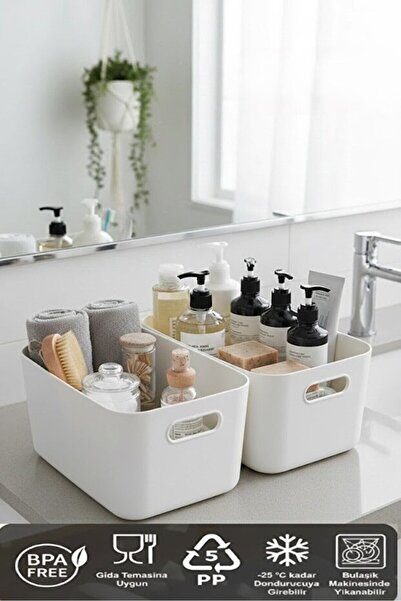 GUİMO Banyo Düzenleyici Organizer Beyaz Plastik Çok Amaçlı Dolap İçi Organizer