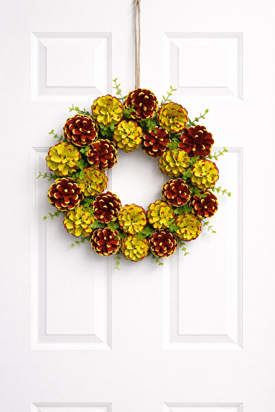 AŞIRCA Kozalak kapı süsü/Masa süsü/Duvar süsü taraftar renkler(galatasaray)