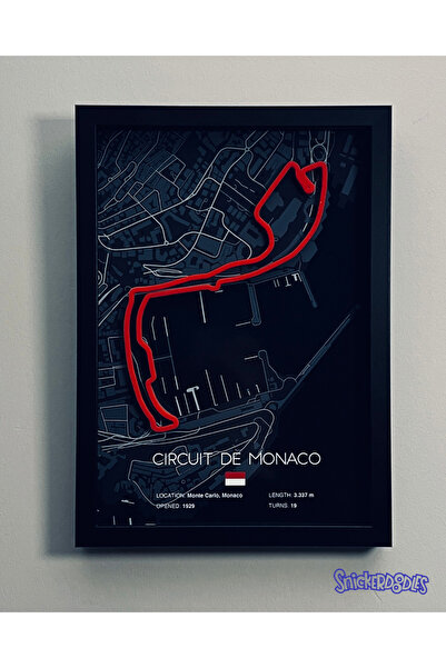 Snickerdoodles Monaco F1 Pisti 3 Boyutlu Çerçeve Tablo Poster- 3D Formula 1 A...