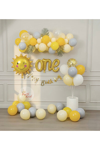 parti kral Güneş One Sarı Temalı Balon Zinciri Seti