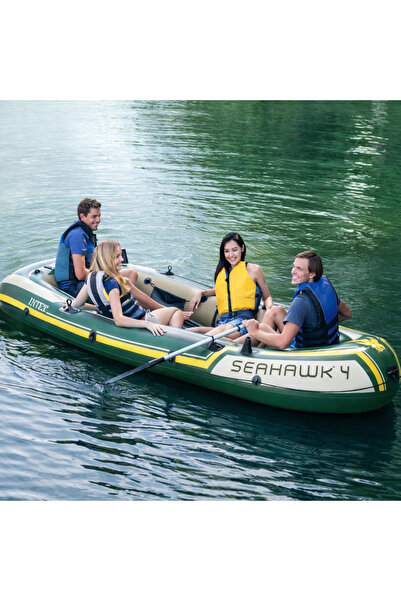 TOHA Intex Seahawk™ 4 Şişme Bot – 4 Kişilik, 351 x 145 x 48 cm, Kürekli ve Şi...