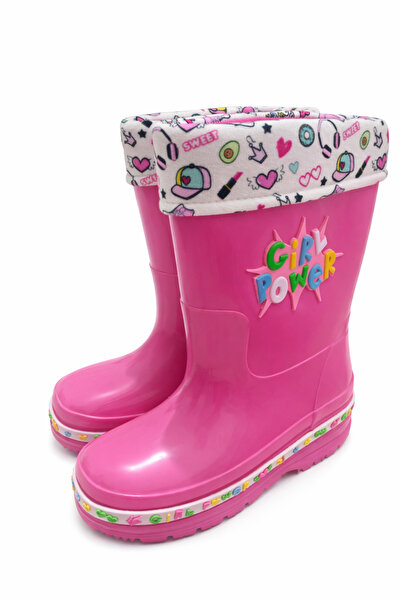 ZÜMHA Girl's Pink Rain Boots – Girl Power Patterned, Non-Slip Sole