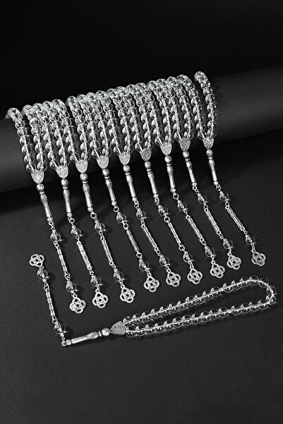 Öyküm accesory 10 Pieces Round Model Natural Stone Glass Prayer Beads Set, Gi...