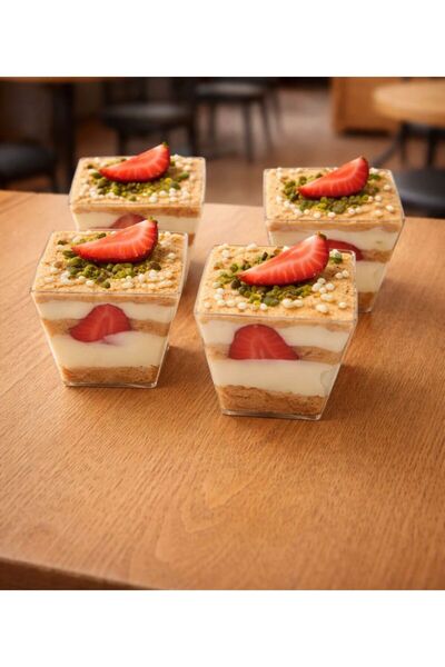 mirena ateiler Sunum Kasesi Plastik Tatli Kasesi 20 ADET 200 CC Kübik Prizma ...