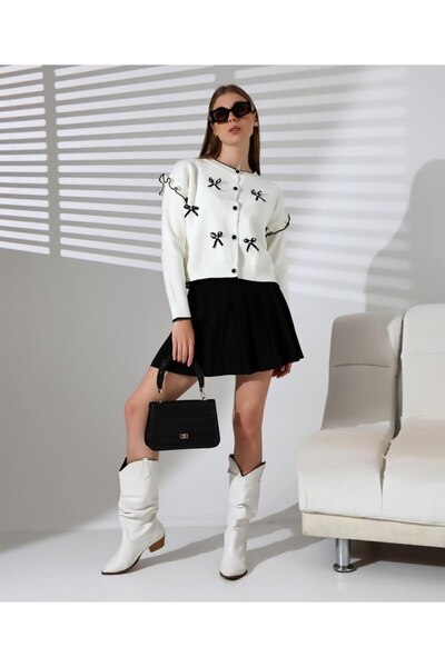 Nursay Long-Sleeved Cardigan with Bow