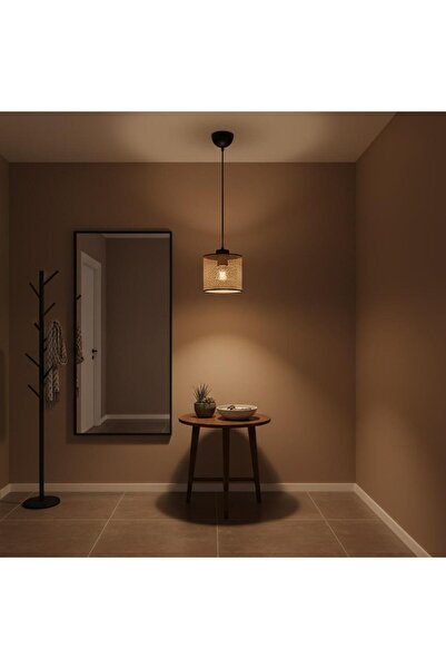 Elizim Home Lighting Antre 15'lik hasır görünümlü abajur sarkıt avize