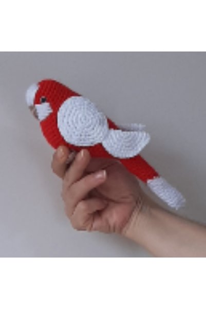 nildamigurumi Amigurumi Knitted Toy Budgie Red White Turkey