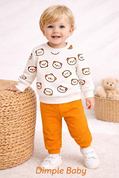 Organic Product DimpleBaby Ayıcık Desenli Unisex Bebek& çocuk Eşofman Takımı