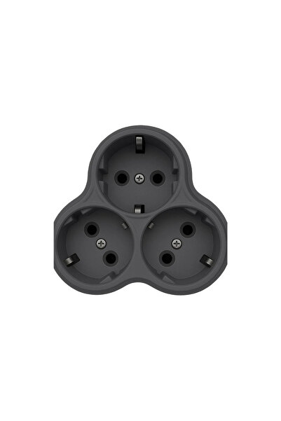 layfhex Topraklı Papatya Golyat Üçlü Priz Çoğaltıcı 3'lü Fiş Çoğaltma Siyah