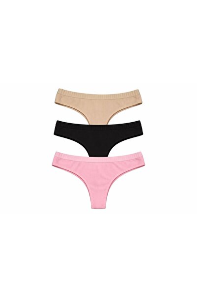 MAVİ QUMSAL Ribana Tanga(3 LÜ)