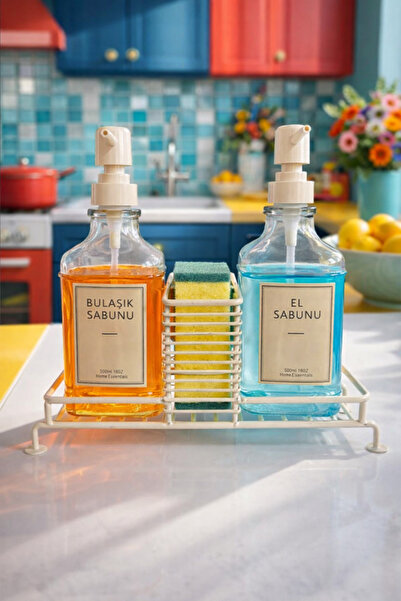 MAKRİ HOME Premium Glass Liquid Soap Dispenser & Detergent Dispenser Set with...