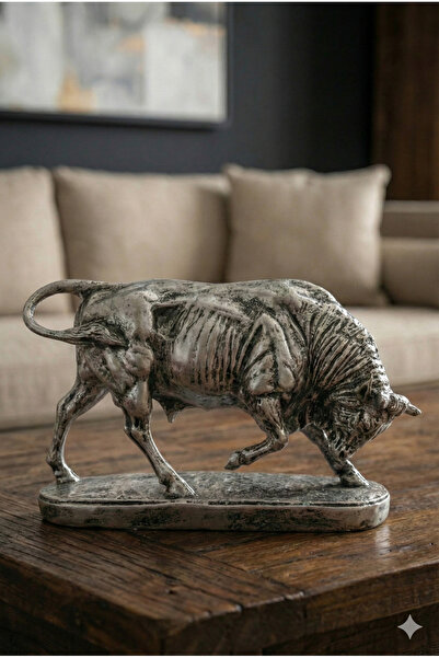 Dekoromi Dekoratif Boğa Heykeli ve Biblo (25x16cm) Ev Ofis Dekorasyon ve Hedi...