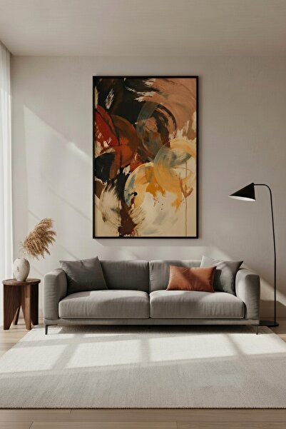 hollywest Soyut Dairesel Formlu Dinamik Fırça Darbeli Duvar Sanatı | Siyah & ...