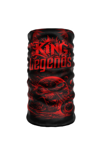 Crown Micro Kuru Kafa - King Legend Baskılı Kırmızı Bandana - Motosiklet Buff...