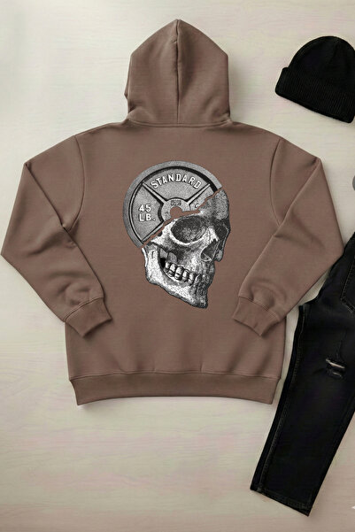 OXVİN Deadlift Heavy Head Printed Unisex Hooded Kangaroo Pocket 3 Thread Puff...