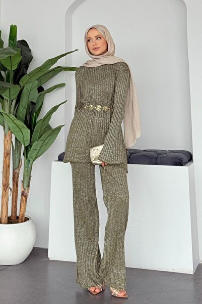 Hazamoda Kayla Glitter Suit Green