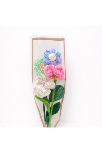 BUNILU Buchet flori crosetate handmade – Flori decorative textile multicolore