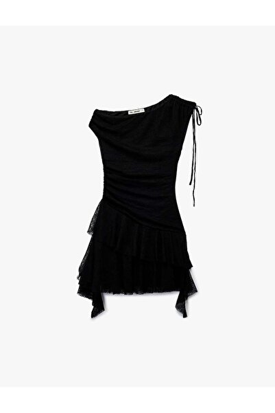 Koton Rochie neagră de damă cu șnur 6WAL80054IK