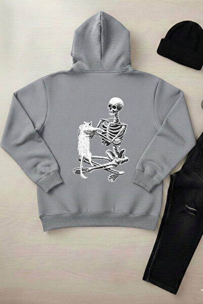 OXVİN Кішки йдуть до пекла Принт Unisex Капюшон Кенгуру Кишеня 3 нитки Пуф (в...