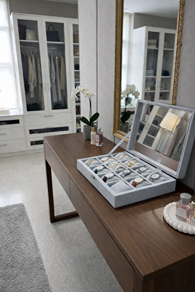 inteleven Mirrored 12-Compartment Watch & Jewelry Box