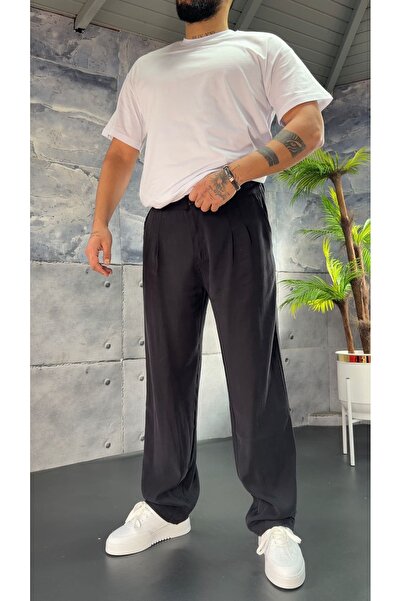 PEERLESS STORE Modal Fabric Pleated Baggy Pants
