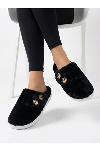BİG STEPS Stylish Button Detailed Plush Women's House Slippers |   Soft Plush...