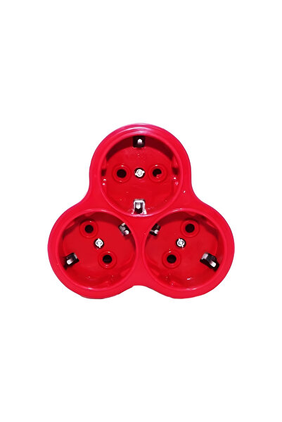 layfhex Topraklı Papatya Golyat Üçlü Priz Çoğaltıcı 3'lü Fiş Çoğaltma Kırmızı