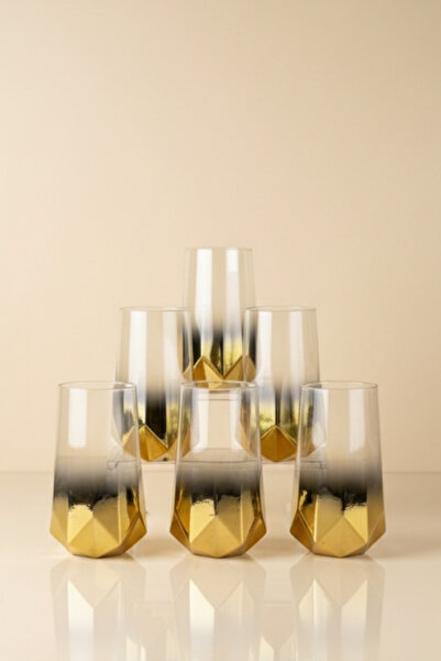rova tr Amber Series Titanium Coated Modern Water Glasses Premium Set of 6 - ...