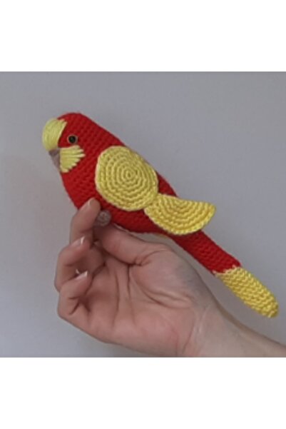nildamigurumi Amigurumi Örgü Oyuncak Muhabbet Kuşu Sarı Kırmızı Galatasaray