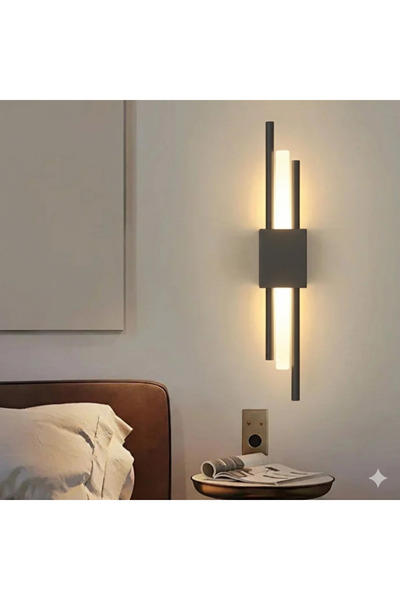 N Naturel Aydınlatma Antrasit Gri Modern Duvar Apliği - 50 cm Çift Yönlü LED ...