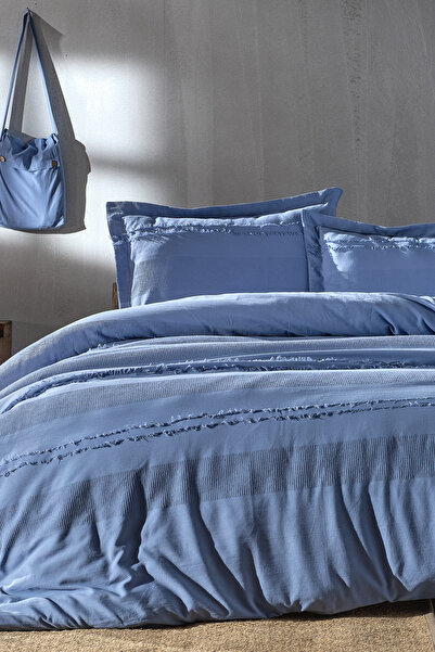 Doqu Home طقم غطاء لحاف فردي أزرق - كارلا