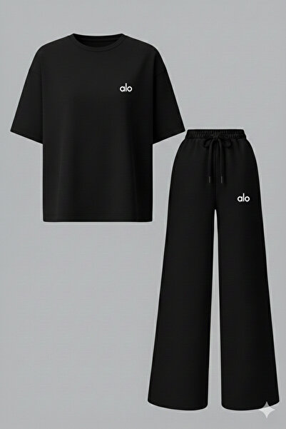 Bozz&Bozz Collection Women's Printed Yoga Tracksuit Set T-Shirt Baggy Tracksu...