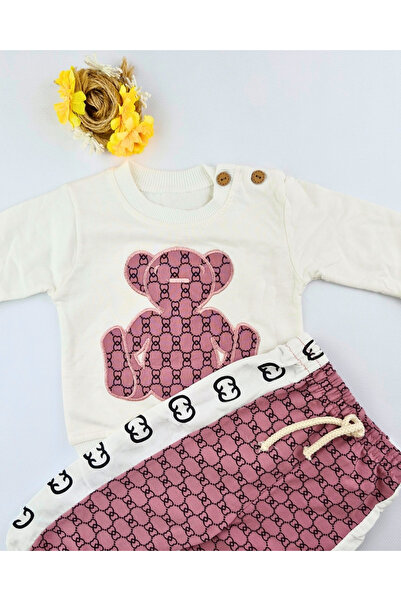 Asliva fashion طقم بدلة رياضية من قطعتين للفتيات الصغيرات بتصميم وردة مجففة و...