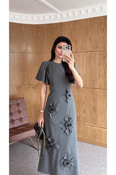 HAZELANNA 5 فساتين رمادية مزينة بالزهور