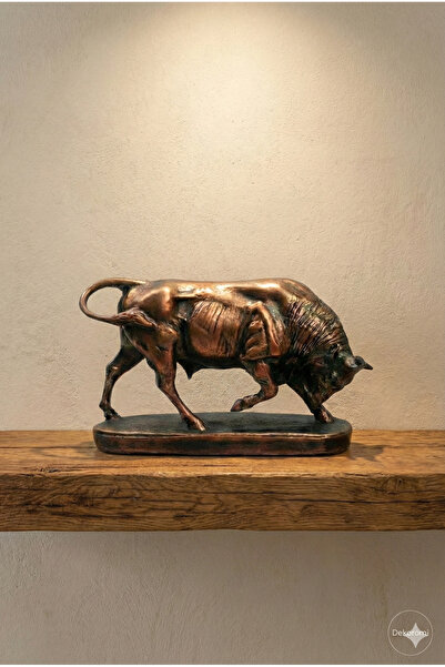Dekoromi Dekoratif Boğa Heykeli ve Biblo (25x16cm) Ev Ofis Dekorasyon ve Hedi...
