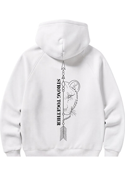 VANTINA Strong Together Back Printed Hooded Sweatshirt for Couples