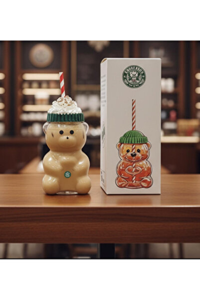 BLACK DİAMOND PLUSH TOY Bearista Cam İçecek Bardağı Ayıcıklı Bardak Ayı kahve...