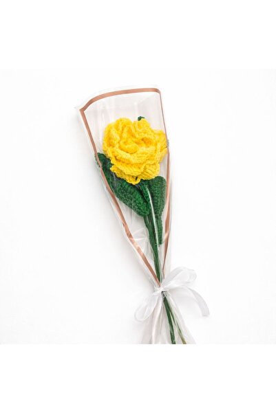 BUNILU Yellow rose, wrapped textile flower