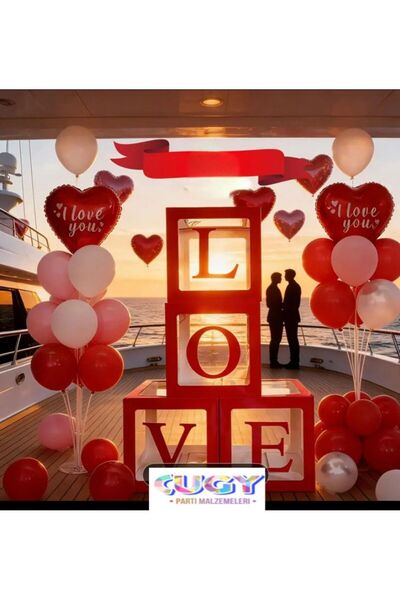 cugy parti malzemeleri HEDİYELİK LOVE YAZILI KIRMIZI KUTU SEVGİLİLER GÜNÜ ÖZEL