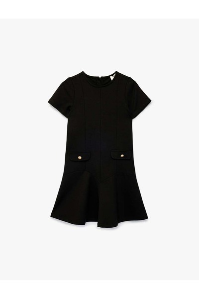Koton Μαύρο φόρεμα για κορίτσια με υφάσματα βισκόζης 6SKG80055AK