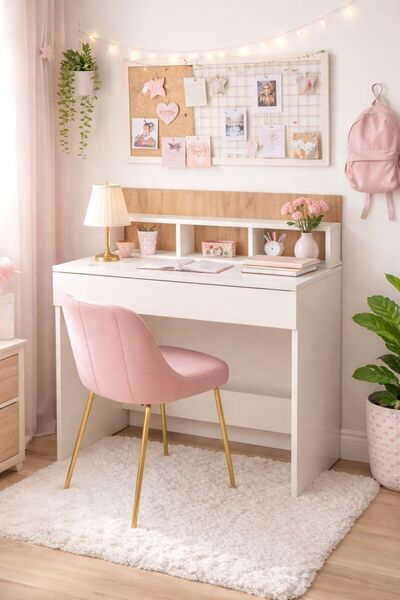 Mobipak Home Armin MK015 Makyaj Masası Tek Çekmeceli Beyaz-Ceviz