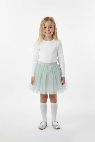 Çocuksan Baby&Kids Wear Fustă tutu din tul verde mentă cu sclipici pentru fet...