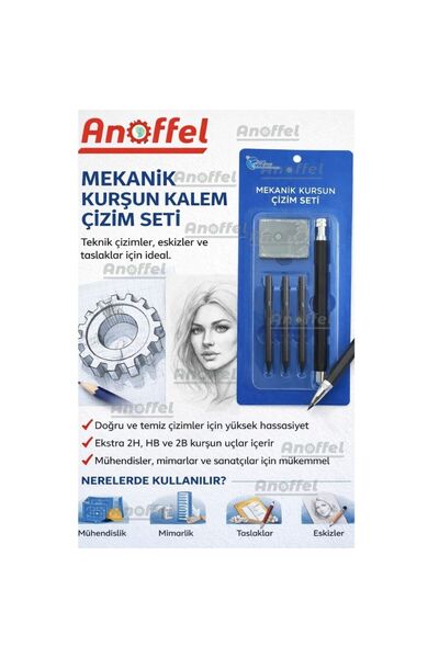 Anoffel قلم رسم بورتمين 1 عبوة 2B 4B 6B قلم رسم ميكانيكي برأس من الجرافيت 5
